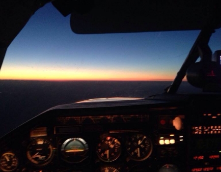 Mooney M20k cockpit night flying